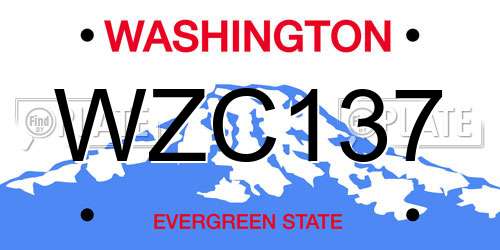 WZC137 Washington License Plate