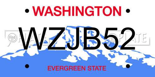 WZJB52 Washington License Plate