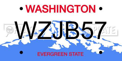 WZJB57 Washington License Plate