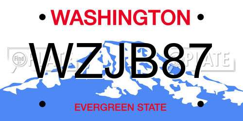 WZJB87 Washington License Plate