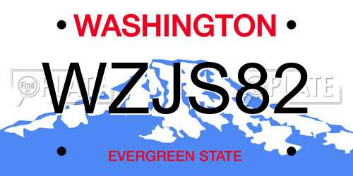 WZJS82 Washington License Plate