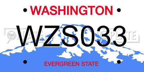 WZS033 Washington License Plate