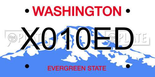 X010ED Washington License Plate