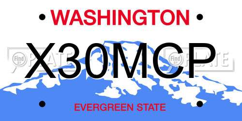 X30MCP Washington License Plate