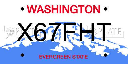 X67FHT Washington License Plate
