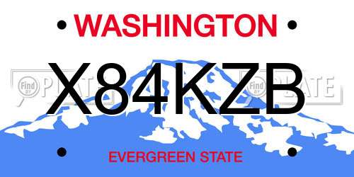X84KZB Washington License Plate