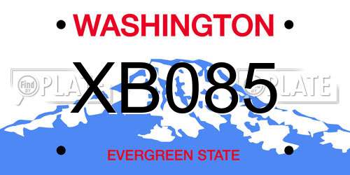 XB085 Washington License Plate