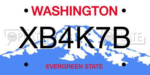 XB4K7B Washington License Plate