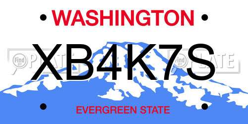 XB4K7S Washington License Plate