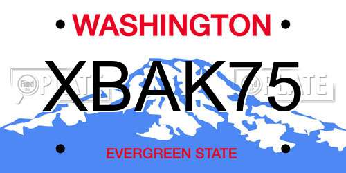 XBAK75 Washington License Plate
