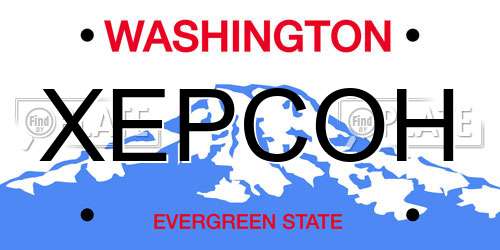 XEPCOH Washington License Plate