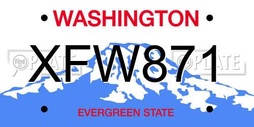 XFW871 Washington License Plate