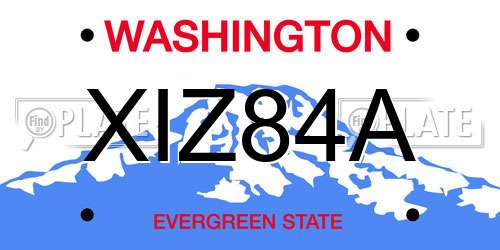 XIZ84A Washington License Plate