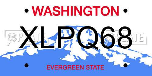 XLPQ68 Washington License Plate