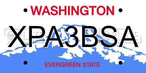 XPA3BSA Washington License Plate