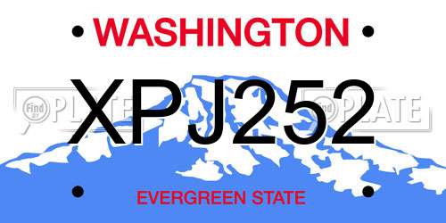 XPJ252 Washington License Plate