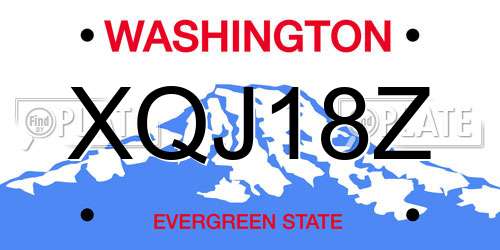 XQJ18Z Washington License Plate