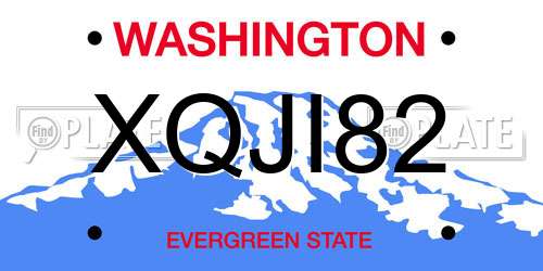 XQJI82 Washington License Plate