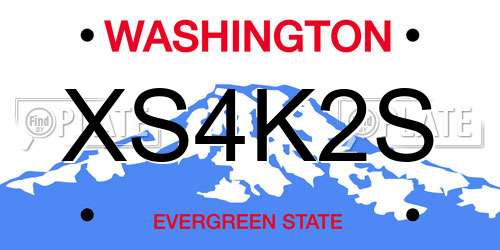 XS4K2S Washington License Plate
