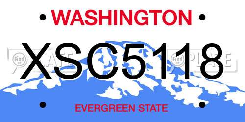 XSC5118 Washington License Plate