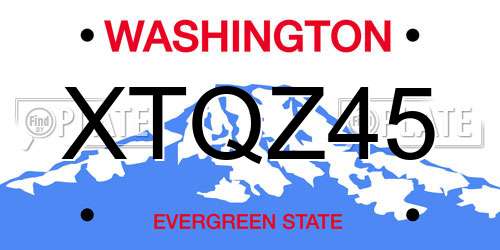 XTQZ45 Washington License Plate