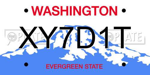 XY7D1T Washington License Plate