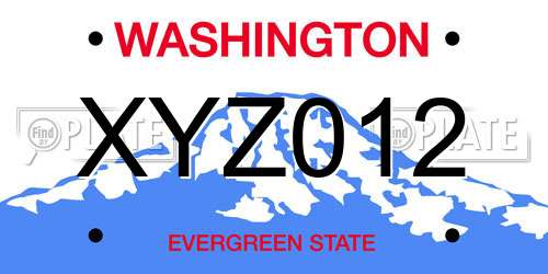 XYZ012 Washington License Plate