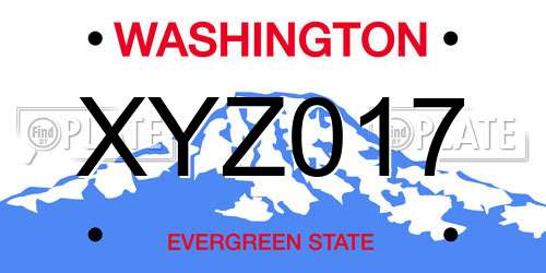 XYZ017 Washington License Plate