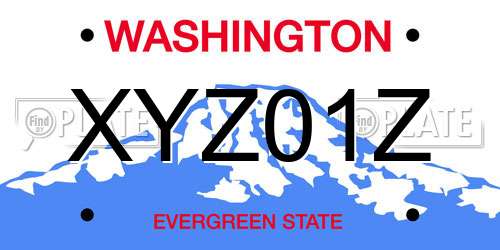XYZ01Z Washington License Plate