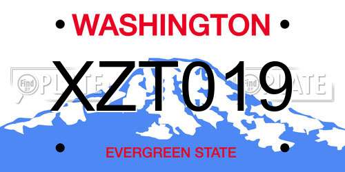 XZT019 Washington License Plate