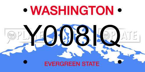 Y008IQ Washington License Plate