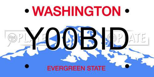 Y00BID Washington License Plate