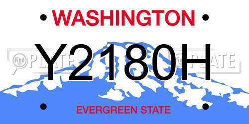 Y2180H Washington License Plate
