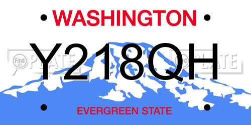 Y218QH Washington License Plate