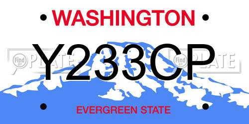 Y233CP Washington License Plate