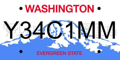 Y34C1MM Washington License Plate