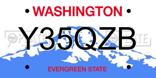 Y35QZB Washington License Plate
