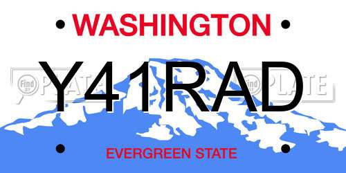 Y41RAD Washington License Plate