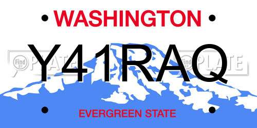 Y41RAQ Washington License Plate