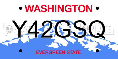 Y42GSQ Washington License Plate