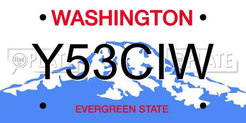 Y53CIW Washington License Plate