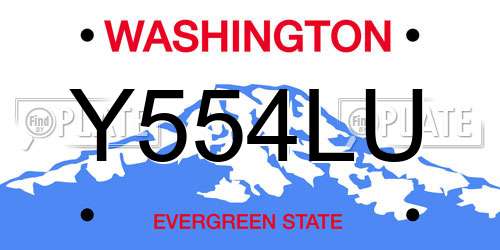 Y554LU Washington License Plate