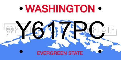 Y617PC Washington License Plate