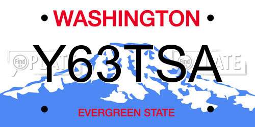 Y63TSA Washington License Plate