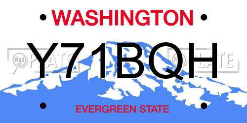 Y71BQH Washington License Plate