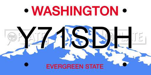 Y71SDH Washington License Plate