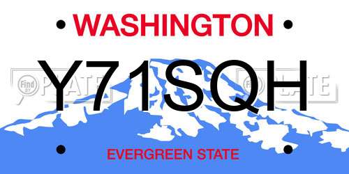 Y71SQH Washington License Plate
