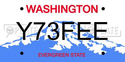 Y73FEE Washington License Plate