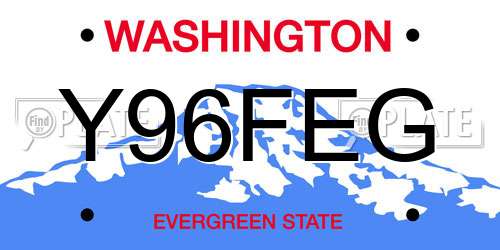 Y96FEG Washington License Plate