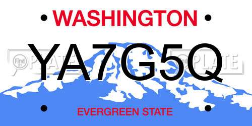 YA7G5Q Washington License Plate